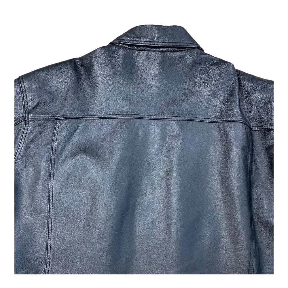 Vtg Members Only Leather Jacket Mens XL Black Quilted Lined Zip Front‎ Pockets